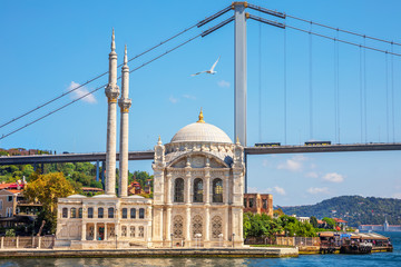 Fototapeta na wymiar Ortakoy Mosque and the Bosphorus Bridge on the background, Istanbul, Turkey