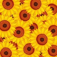 Seamless background design with sunflowers