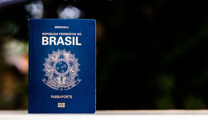 New Passport of the Federative Republic of Brazil - Mercosur Passport on Blurred Background - Important Document for Foreign Travel.