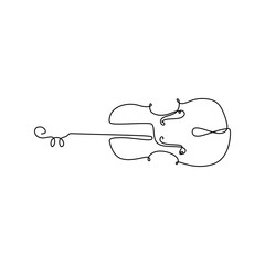 continuous one line drawing violin instrument vector illustration minimalist design single lineart © ngupakarti