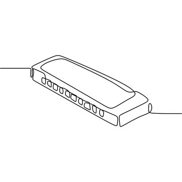 continuous line drawing harmonica music instrument vector one lineart simplicity illustration minimalist design