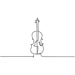 continuous one line drawing cello instrument vector illustration minimalist design single lineart © ngupakarti