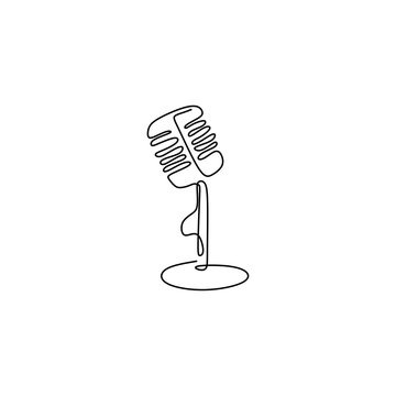 one line drawing wired microphone vector illustration minimalist design