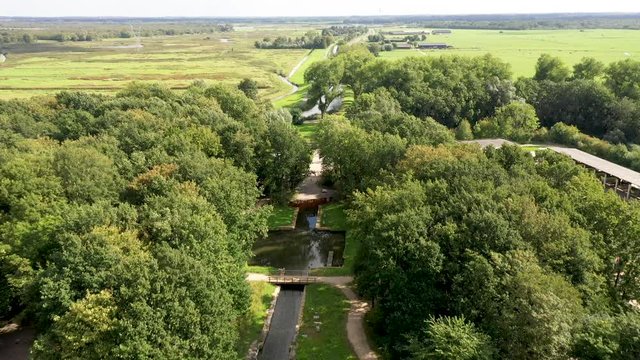 Fort Uitermeer, part of the Dutch Waterline next to the river Vecht from the air