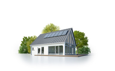 Haus Zinkdach isoliert weiß