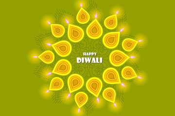 Happy Diwali festival beautiful design template.Minimal composition in paper cut style.Set holiday background for branding greeting card,banner,cover or poster.vector illustration.
