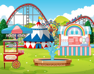 An outdoor funfair scene