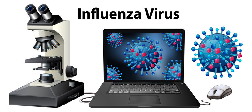 Close up isolated object of virus named Influenza virus