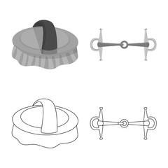 Vector illustration of equipment and riding logo. Set of equipment and competition stock symbol for web.