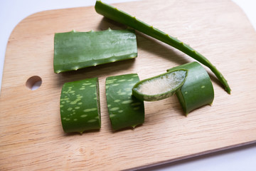 Aloe vera Gel that has both substances to cure scars And used to produce health drinks Or cosmetics...