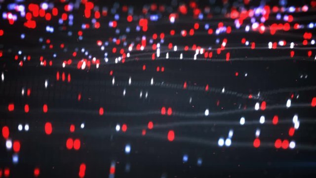 Futuristic matrix of glowing red cubes