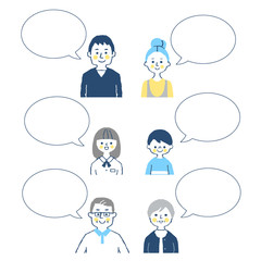 ３世代家族４　フキダシ　ブルー	