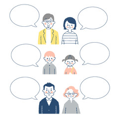 ３世代家族２　フキダシ　ピンク	