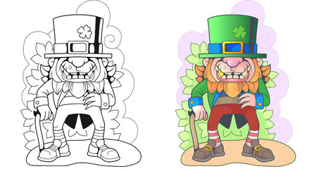 Cartoon evil leprechaun leprechaun, funny illustration