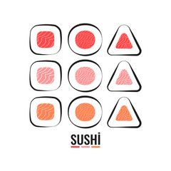 Sushi icon set design with sushi roll. Vector illustration.