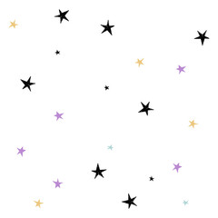 Set of cute hand drawn star. Abstract vector background with multicolored cute handdrawn starry.