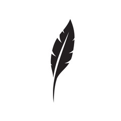 Feather pen logo template. Quill symbol vector design. Isolated nib icon on white background.