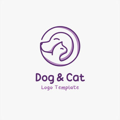 Cat and Dog Logo Design Template For Pet Shop