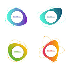 Collection of abstract geometric shapes with orbits particles and molecules. Set of vector gradient banners.