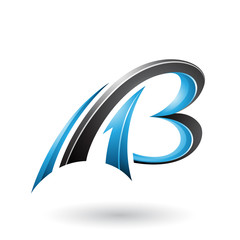 Blue and Black Flying Dynamic 3d Letters A and B Illustration