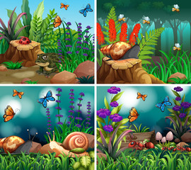 Obraz na płótnie Canvas Set of background scene with nature theme