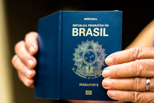 New Passport of the Federative Republic of Brazil - Mercosur Passport in your hand - Important document for foreign travel.