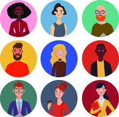 People avatars collection, character set,  modern flat vector concept digital illustration.