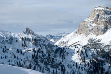beautiful view of the Belluno Dolomites in winter