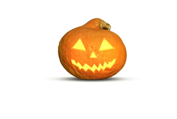 a funny grinning pumpkin on isolated background