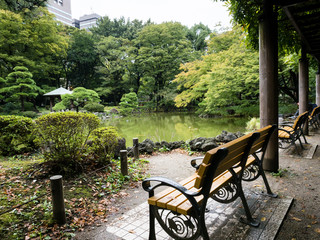 Unkei pond and traditional Japanese garden in Hibiya park - Tokyo, Japan