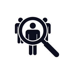 Search job vacancy icon in flat style. Find people employer business concept. Vector illustration