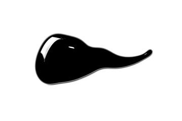 Drop of black cream on a white background.