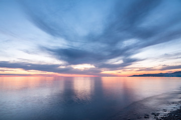 Beautiful orange sunset over the sea.