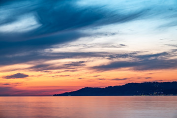 Beautiful orange sunset over the sea.