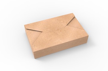 Kraft Paper Gift Box Envelope Type Cardboard Boxes Package For Wedding Party Festival. 3d render illustration.