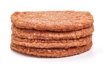 Burger meat, ingredients for hamburger, isolated on white background