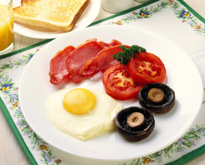 Simple English Cooked Breakfast in table setting