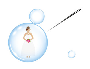 bride in a soap bubble and a needle vector illustration EPS10