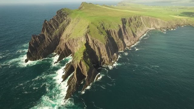 Wide aerial, coastal landscape in Sibyl Head