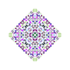 Ornate isolated floral mosaic square - geometric ornamental abstract vector element
