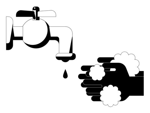 recommend clip art: 手洗いのシンプルなモノクロのイラスト