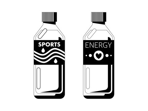 スポーツドリンクのシンプルなモノクロイラスト