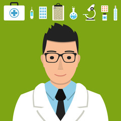 Doctor vector. Medical icons set for web and mobile application. Flat design style.