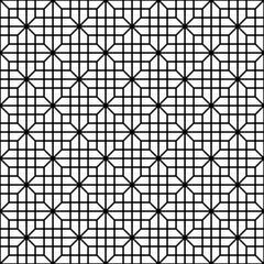 Seamless geometric pattern in black and white .Japanese style Kumiko.
