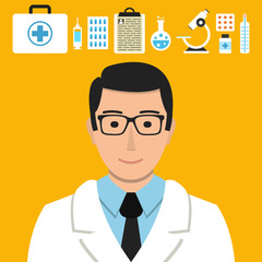 Doctor vector. Medical icons set for web and mobile application. Flat design style.