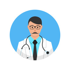 Medical doctor profile icon. Male doctor avatar. Vector illustration.