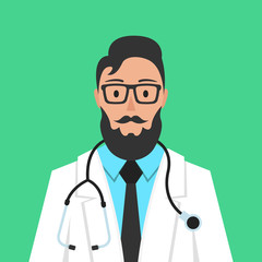 Fototapeta premium Medical doctor profile icon. Male doctor avatar. Vector illustration.