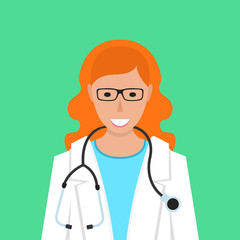 Medical doctor profile icon. Female doctor avatar. Vector illustration.