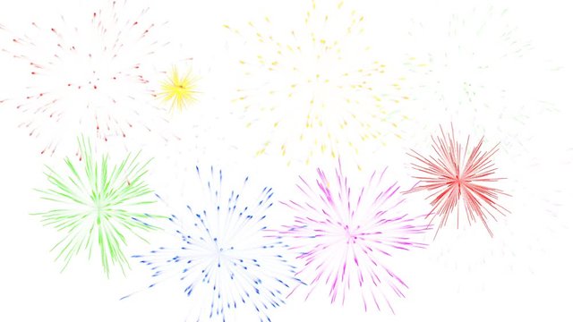 Fireworks isolated on white background. Celebration, holidays, party decoration. (with matte)