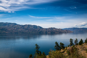 View of Okanagan Lake from Knox Mountain in Kelowna in British Columbia, Canada